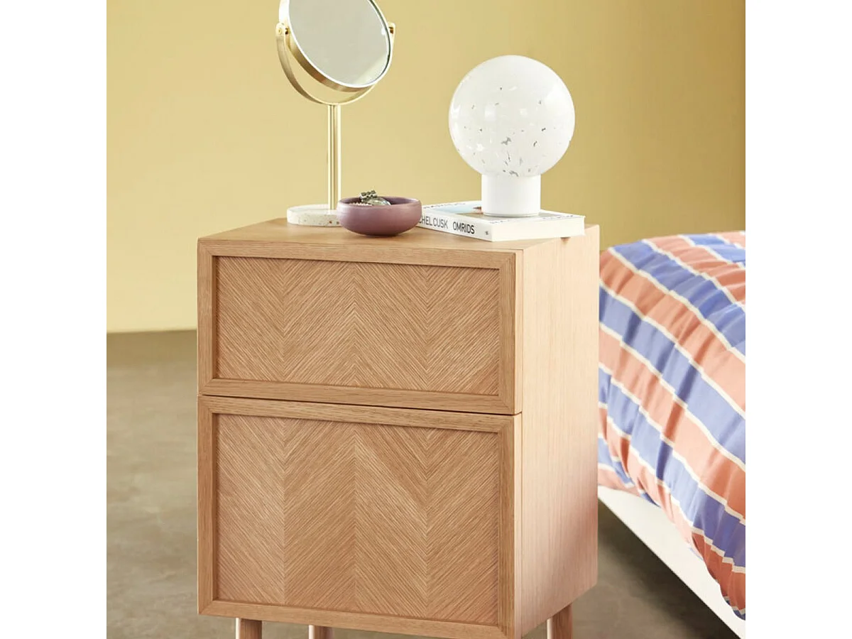 Table de chevet motif chevrons en bois PAMILA