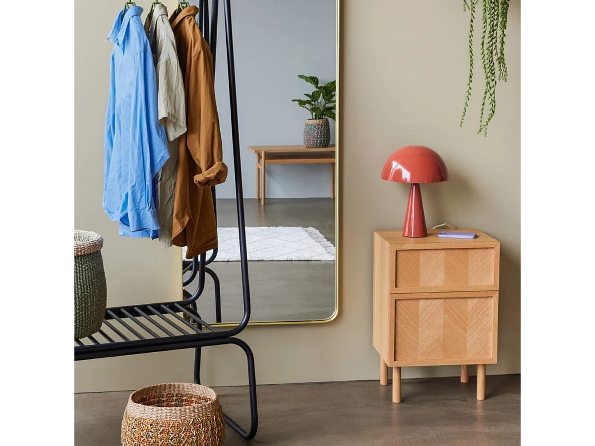 Table de chevet motif chevrons en bois PAMILA