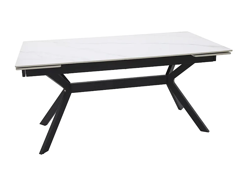Table extensible 160 + 60 cm en céramique blanc mat - PRIMAVERA