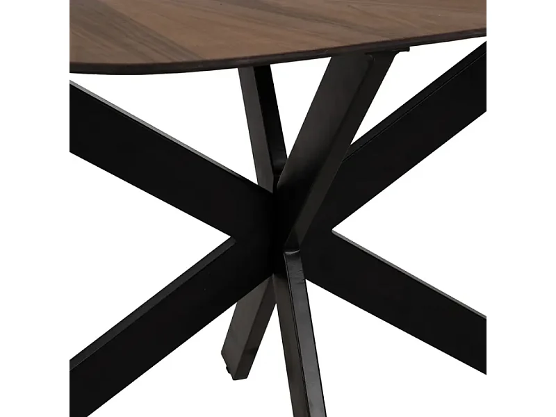 Table à manger 178 cm MDF bois naturel et pied noir CELUNEA