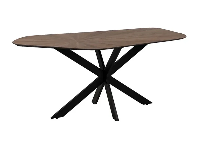 Table à manger 178 cm MDF bois naturel et pied noir CELUNEA