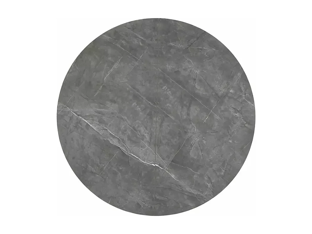 Table ronde extensible de 120 cm gris effet marbre avec pied noir mat NOYT