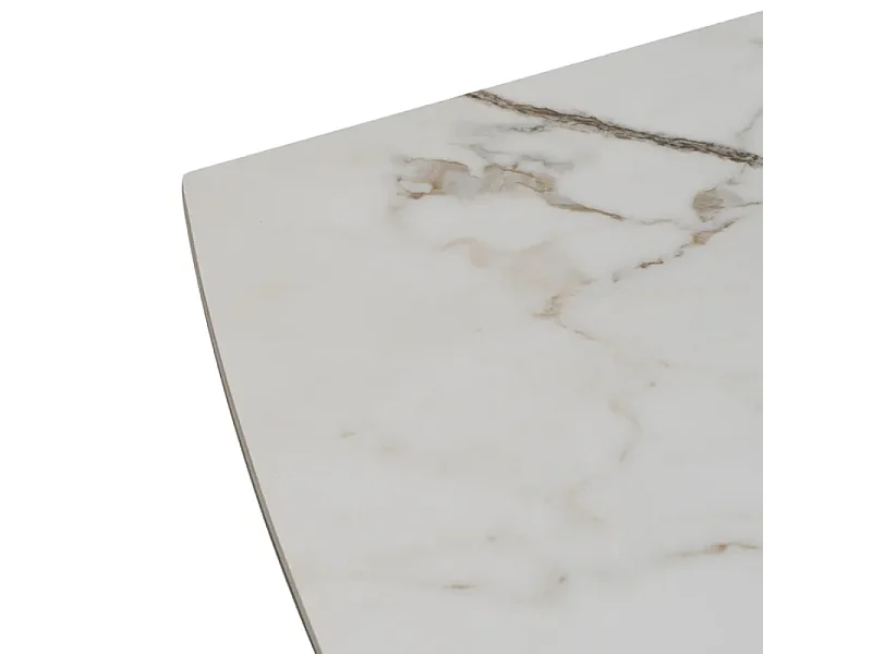 Table extensible 180–260 cm effet marbre et piétement noir VALTERA