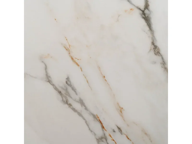 Table extensible 180–260 cm effet marbre et piétement noir VALTERA