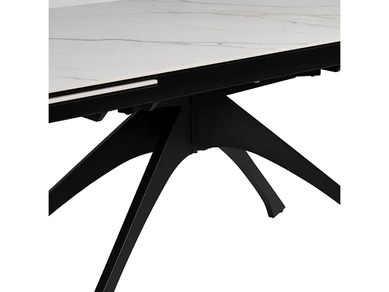 Table extensible 180–260 cm effet marbre et piétement noir VALTERA
