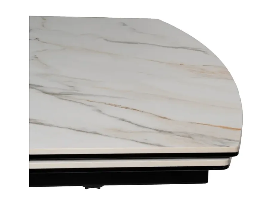 Table extensible 180–260 cm effet marbre et piétement noir VALTERA