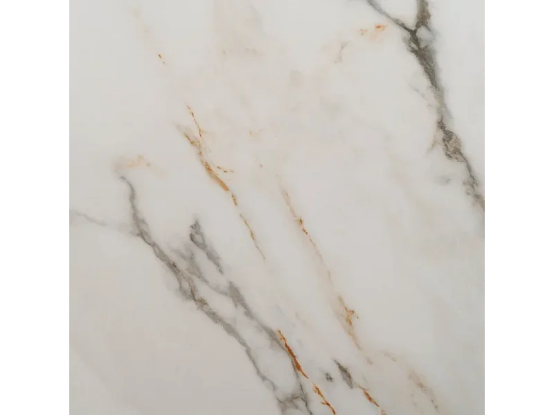 Table extensible 180–260 cm effet marbre et piétement noir VALTERA