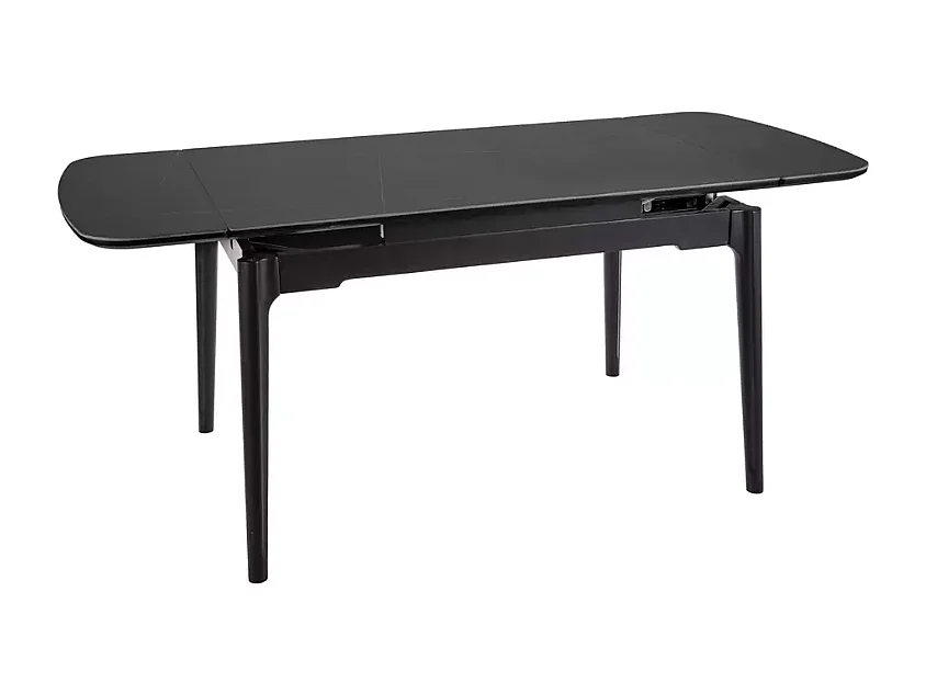 Table extensible 120 + 60 cm en céramique noir mat, structure bois - TOSINI