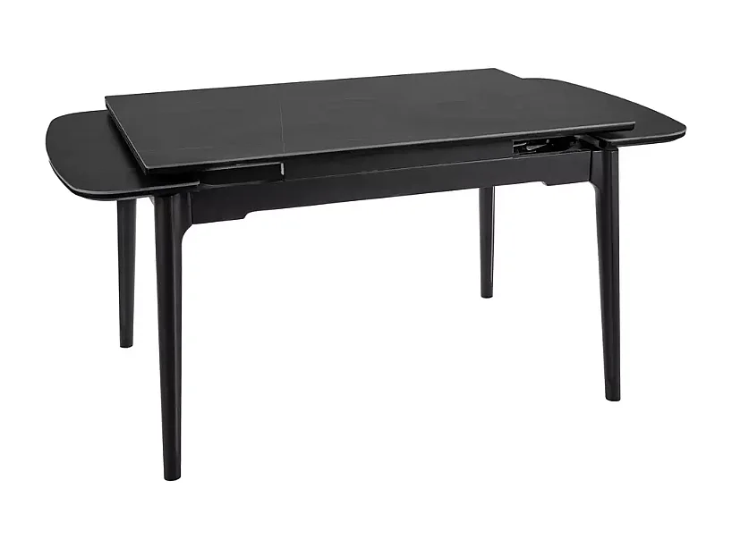 Table extensible 120 + 60 cm en céramique noir mat, structure bois - TOSINI