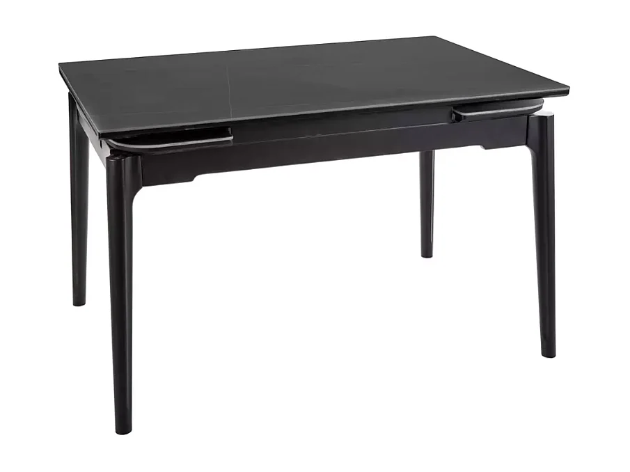 Table extensible 120 + 60 cm en céramique noir mat, structure bois - TOSINI