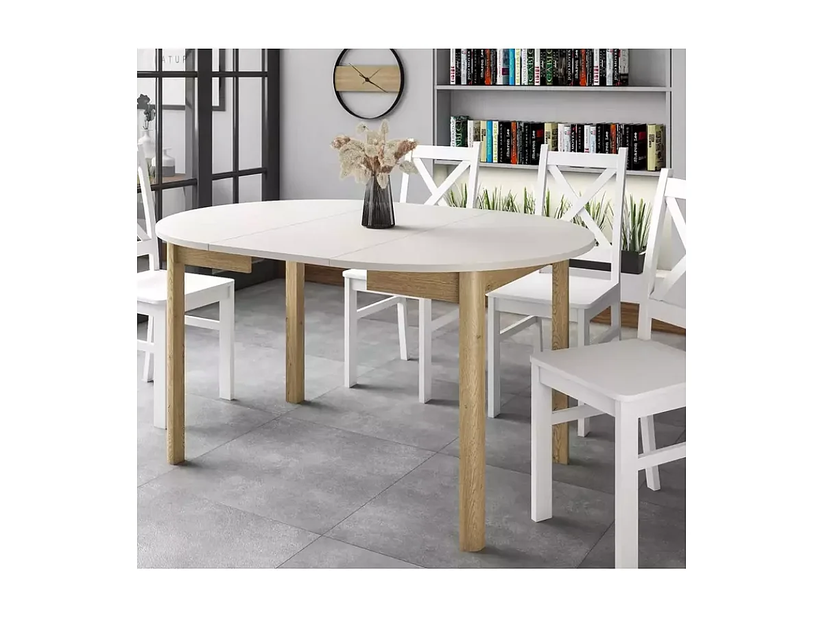 Table repas extensible ronde cachemire bois clair 8 places LORENZAZ5