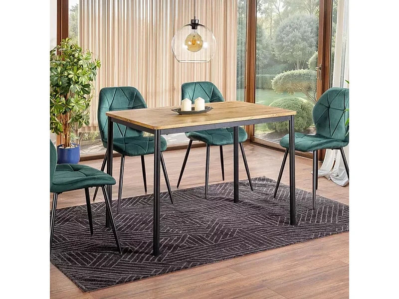 Table à manger compacte en chêne avec pieds noirs SMILEY