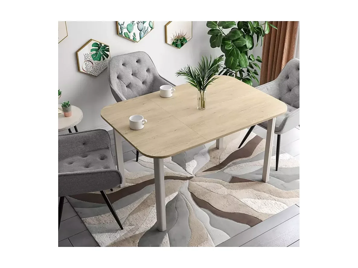 Table repas extensible carrée 6 personnes cachemire/chêne LORENZAZ3