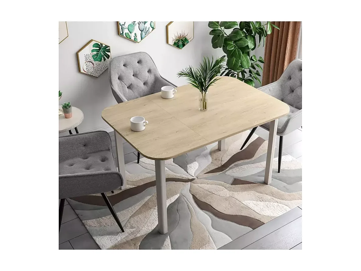 Table repas extensible carrée 6 personnes cachemire/chêne LORENZAZ3