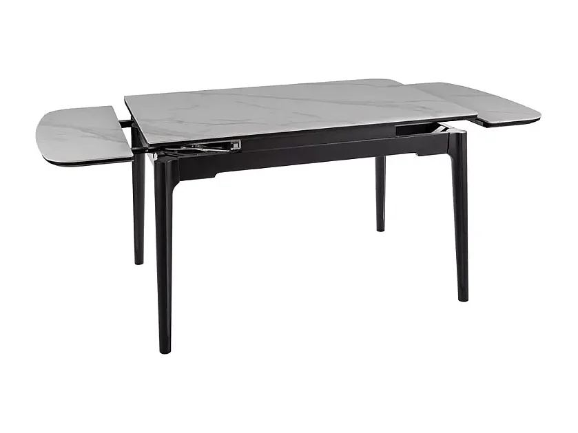 Table extensible 120 + 60 cm en céramique blanc brillant, structure bois - TOSINI