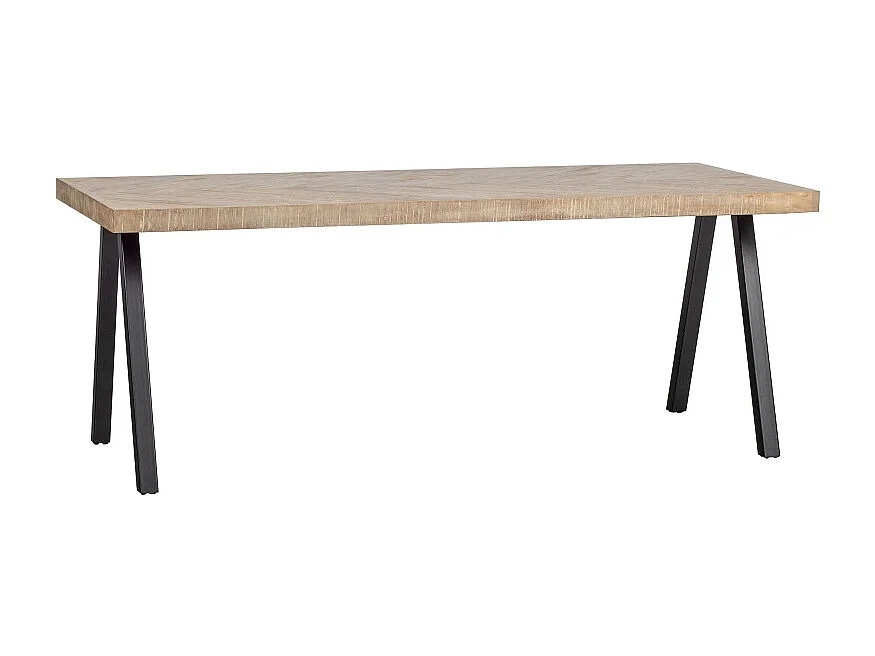 Table à manger 200x90cm en bois et métal noir PUPULE