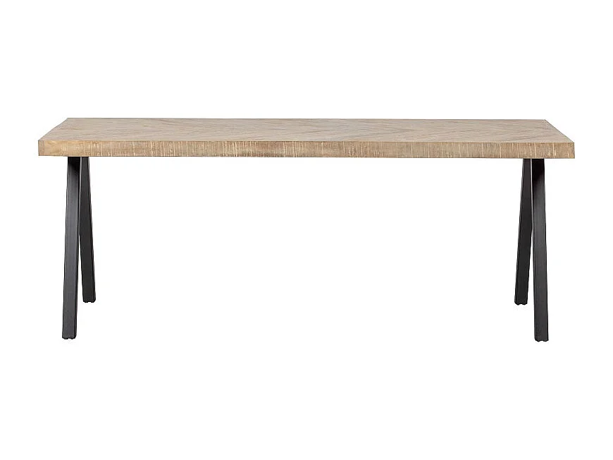 Table à manger 200x90cm en bois et métal noir PUPULE