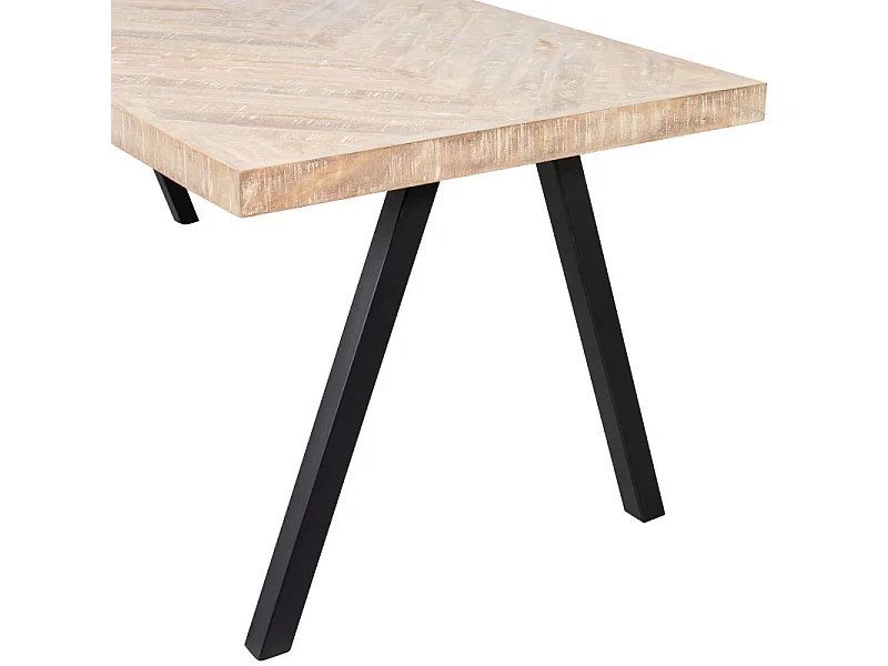 Table à manger 200x90cm en bois et métal noir PUPULE