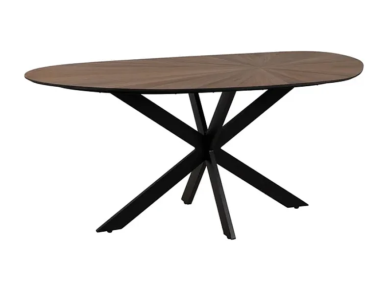 Table à manger 178 cm MDF naturel et pied noir SYLVORA