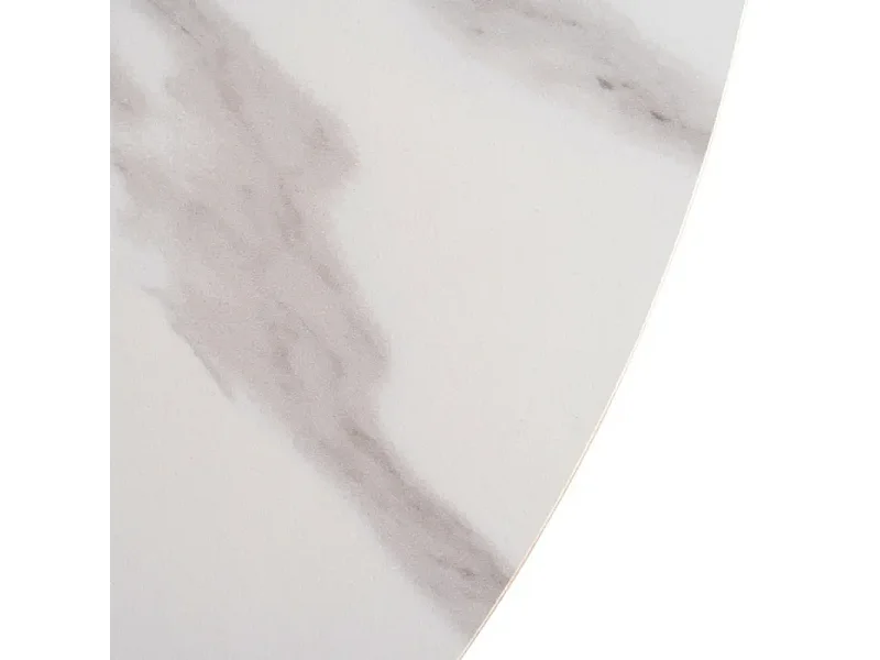 Table à manger ovale blanche 180 cm, pied rainuré central et base noire chic – INDIG