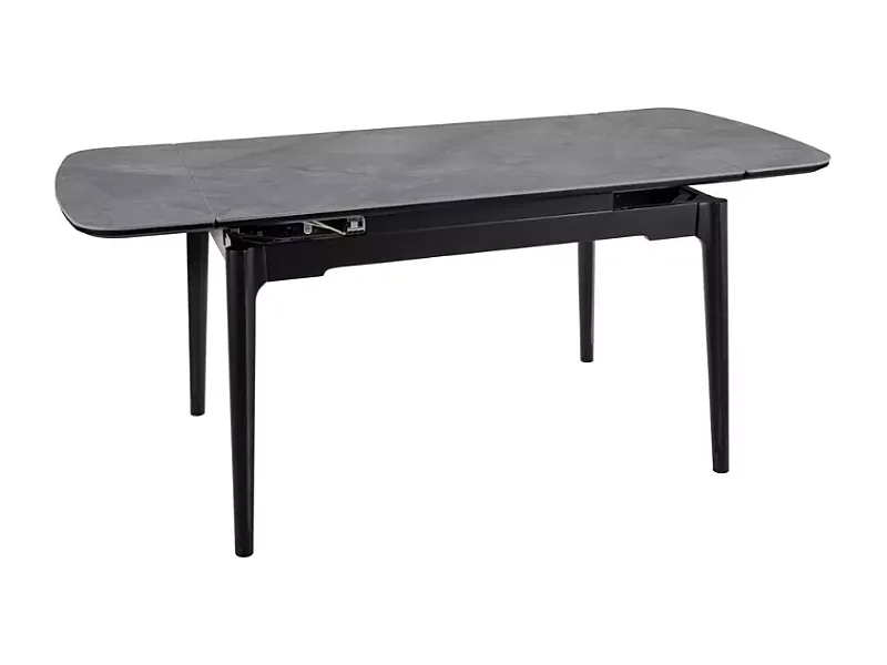 Table extensible 120 + 60 cm en céramique gris brillant, structure bois - TOSINI