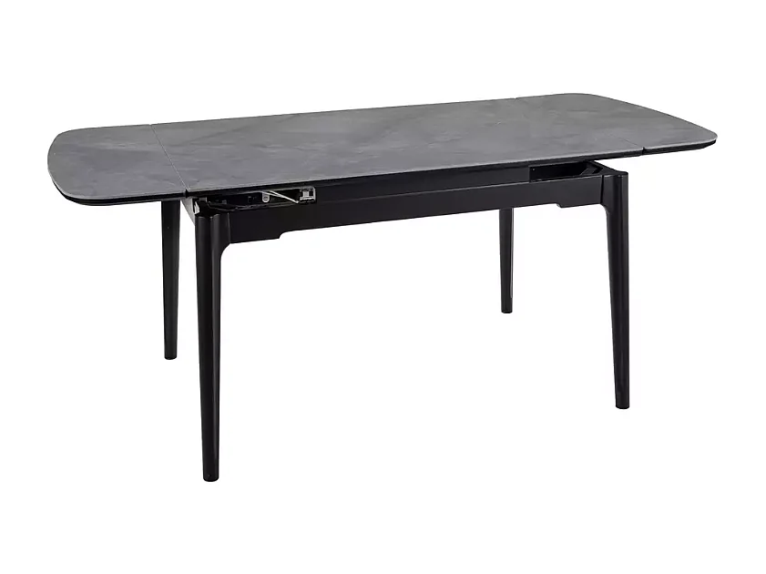 Table extensible 120 + 60 cm en céramique gris brillant, structure bois - TOSINI