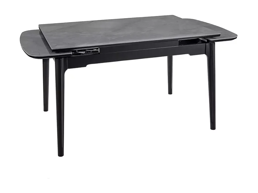 Table extensible 120 + 60 cm en céramique gris brillant, structure bois - TOSINI