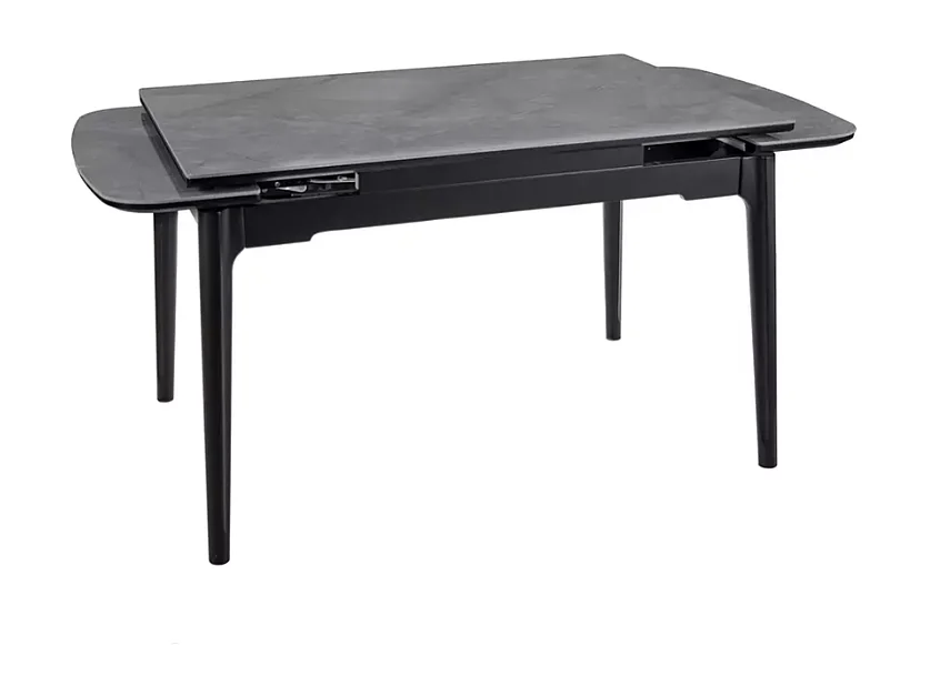 Table extensible 120 + 60 cm en céramique gris brillant, structure bois - TOSINI