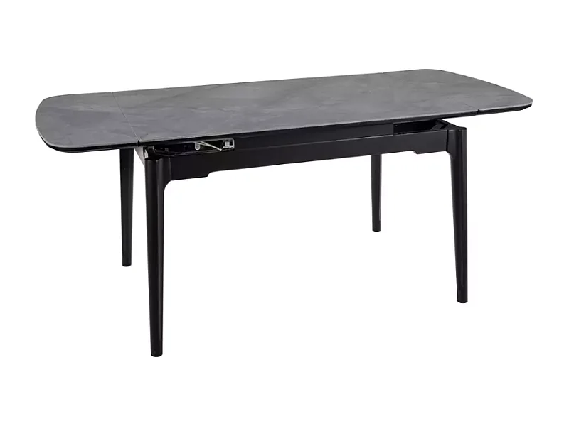 Table extensible 120 + 60 cm en céramique gris brillant, structure bois - TOSINI