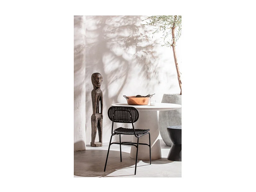 Table à manger ronde 100cm effet béton JESSI