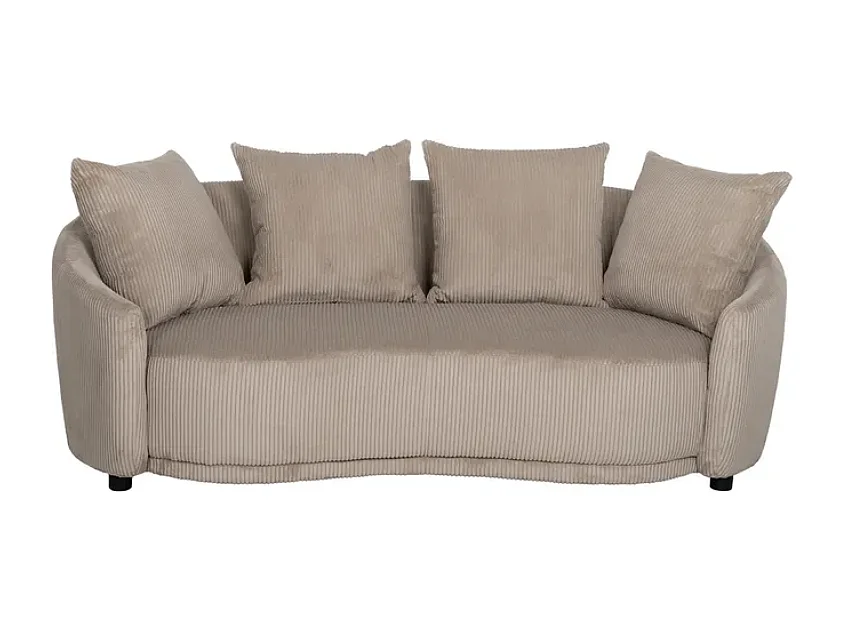 Canapé 3 places tissu beige côtelé avec coussins SOLINCA