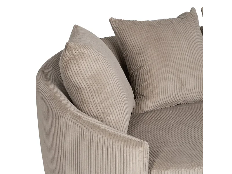 Canapé 3 places tissu beige côtelé avec coussins SOLINCA