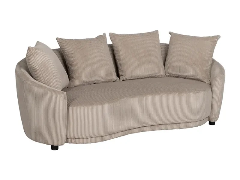 Canapé 3 places tissu beige côtelé avec coussins SOLINCA