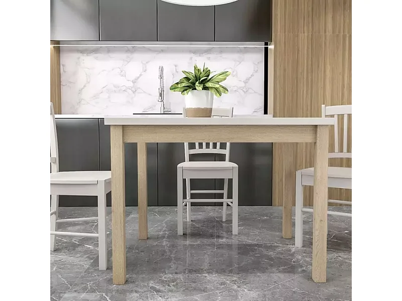 Table de salle à manger 100 x 60 cm crème et bois VELMAZ9