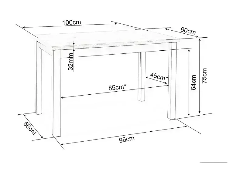 Table de salle à manger 100 x 60 cm crème et bois VELMAZ9