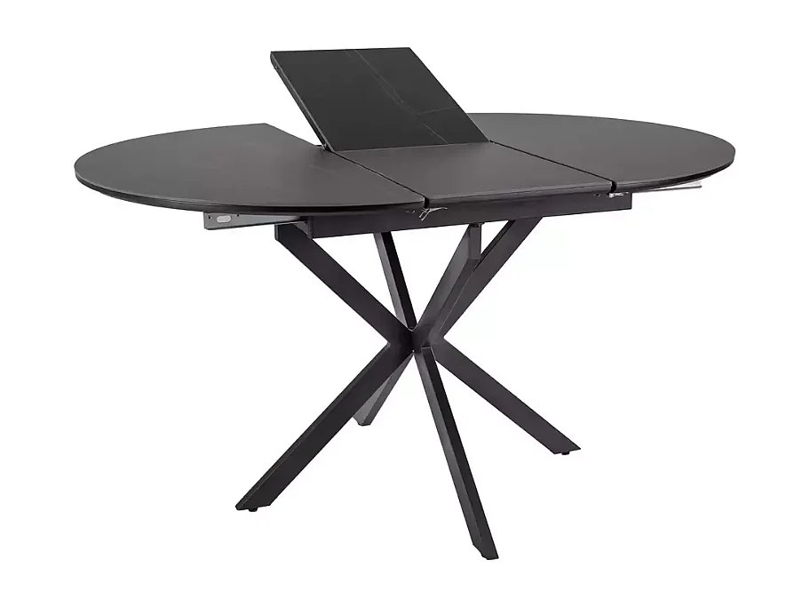 Table repas 140 cm extensible céramique noire pied métal 8 personnes BOREALIZ4