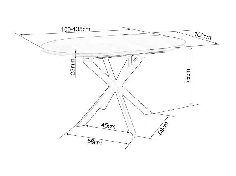 Table repas 140 cm extensible céramique noire pied métal 8 personnes BOREALIZ4