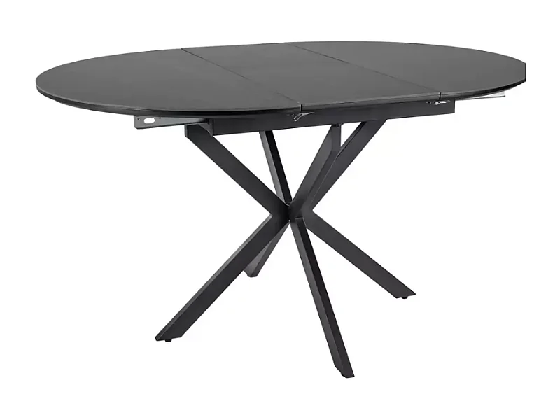 Table repas 140 cm extensible céramique noire pied métal 8 personnes BOREALIZ4