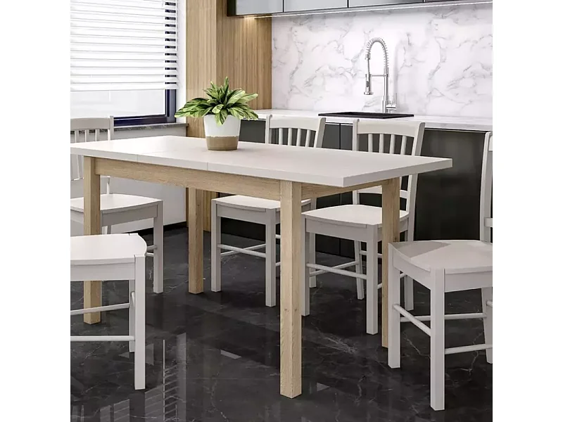 Table à manger extensible 90/125 cm crème/chêne VELMAZ