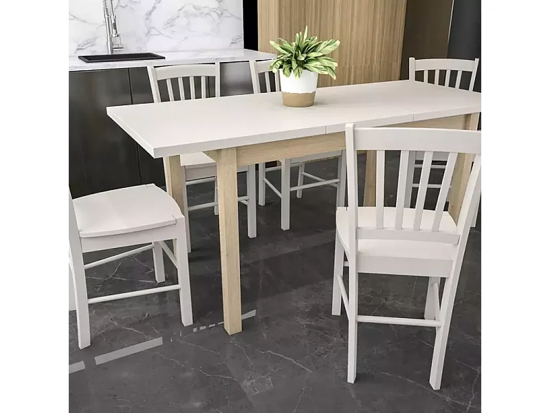 Table à manger extensible 90/125 cm crème/chêne VELMAZ