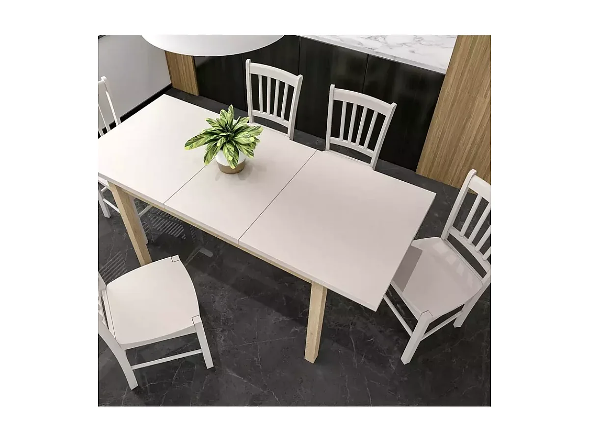 Table à manger extensible 90/125 cm crème/chêne VELMAZ