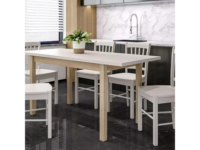 Table à manger extensible 90/125 cm crème/chêne VELMAZ