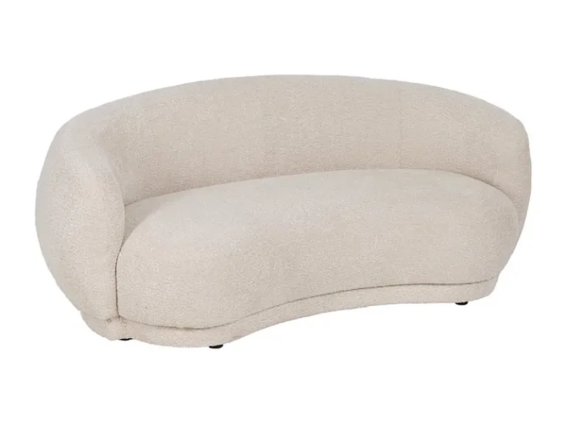 Canapé 2 places galbé en tissu beige CYMÉLIA