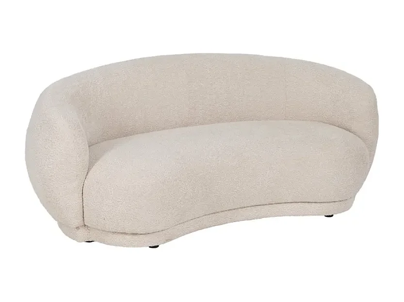 Canapé 2 places galbé en tissu beige CYMÉLIA