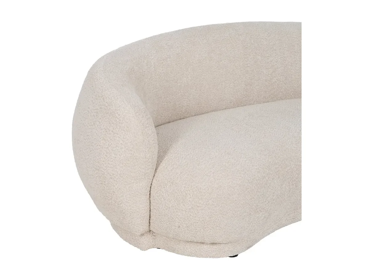 Canapé 2 places galbé en tissu beige CYMÉLIA