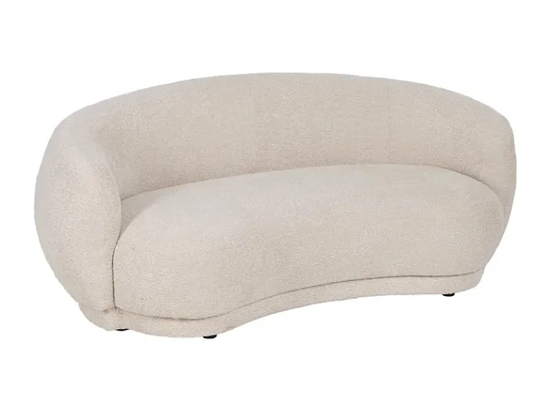 Canapé 2 places galbé en tissu beige CYMÉLIA