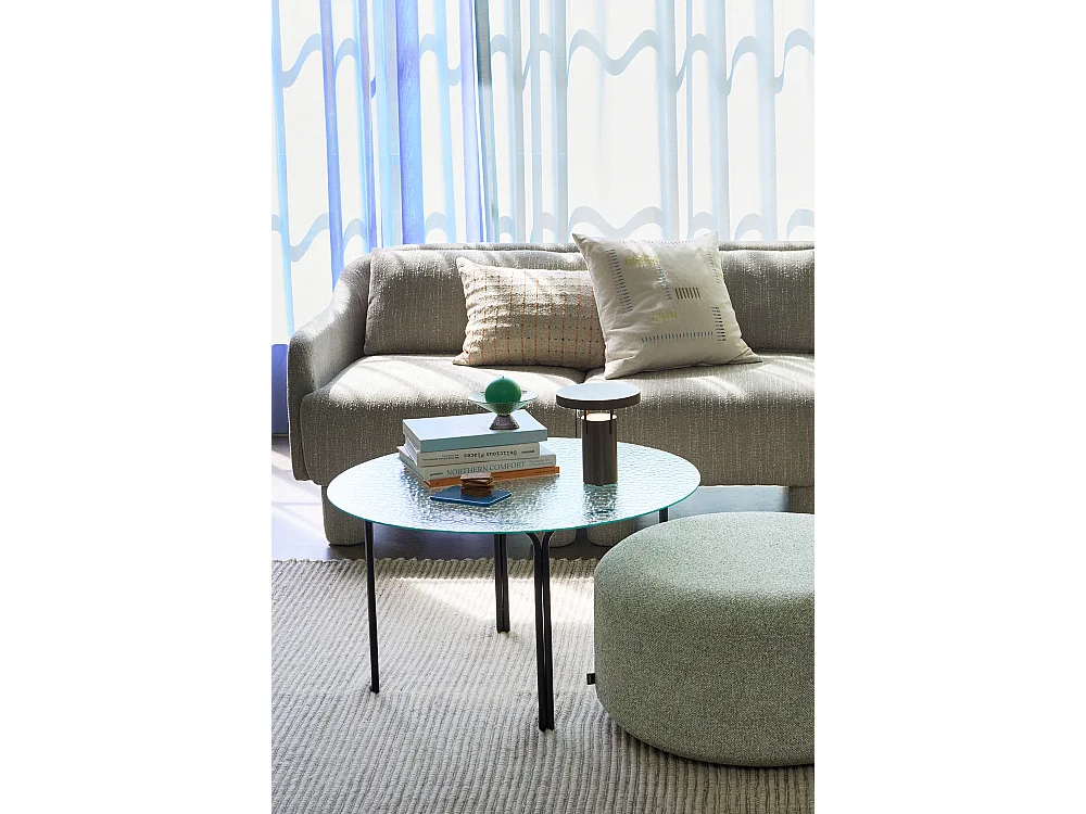 Hübsch Table basse Ronde Verre Noir ORBIT