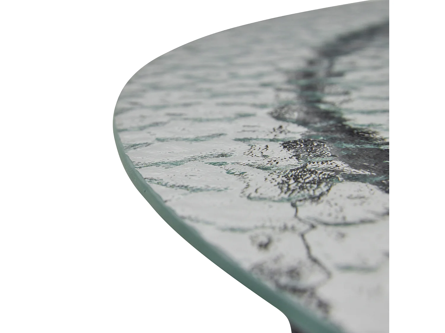 Hübsch Table basse Ronde Verre Noir ORBIT