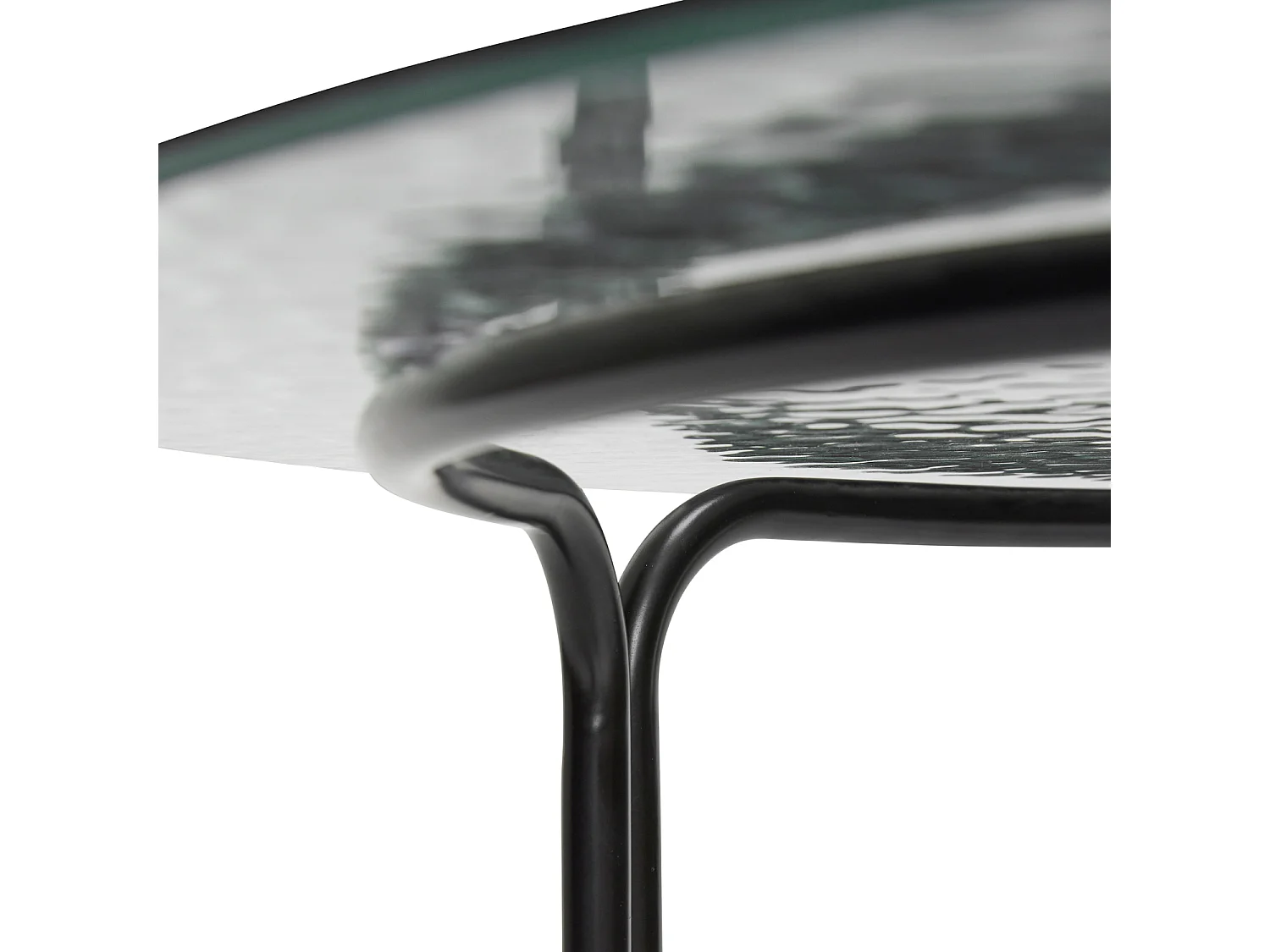 Hübsch Table basse Ronde Verre Noir ORBIT