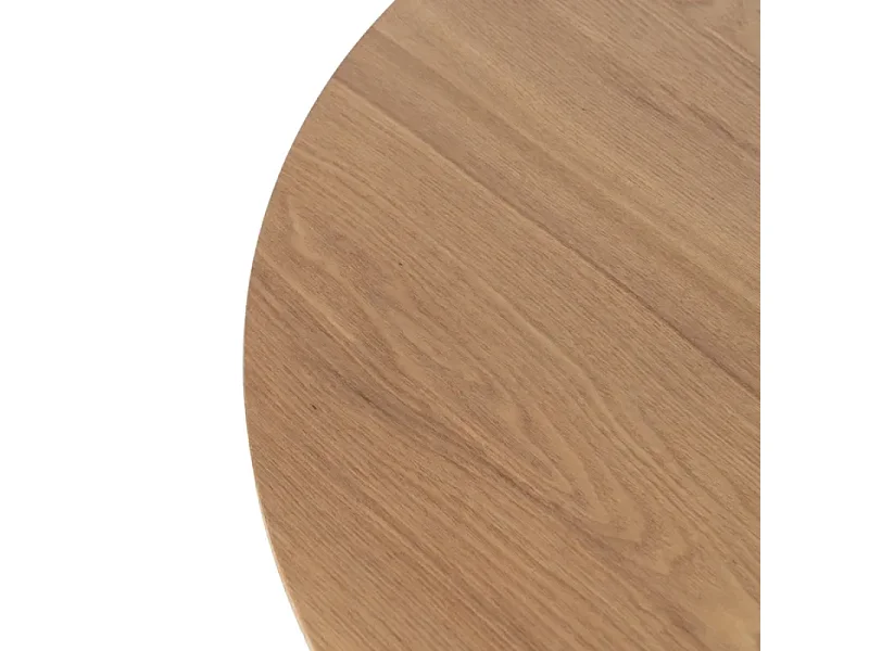 Table à manger ronde 120 cm placage bois et base conique RIZEA